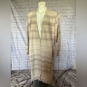 Pure Jill Textured-Stripes Fringed-Hem Cardi
